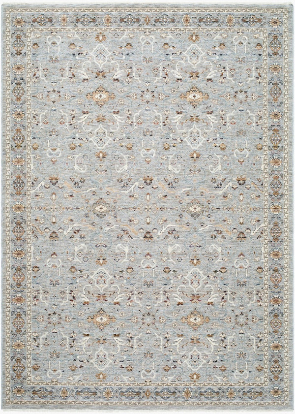 Livabliss Presidential Machine Woven Polyester Area Rug with Fringe Traditional Entryway Accent Pewter, Ivory 8'10" x 12'10" PDT2335-9131