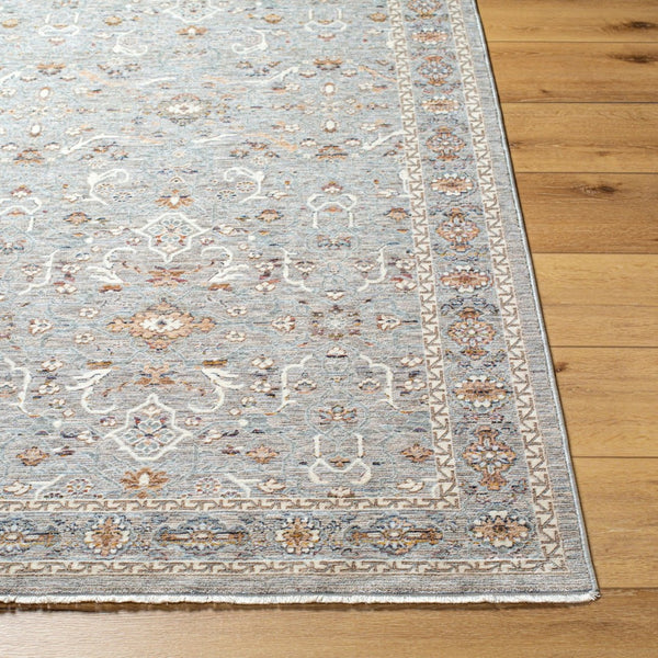 Livabliss Presidential Machine Woven Polyester Area Rug with Fringe Traditional Entryway Accent Pewter, Ivory 8'10" x 12'10" PDT2335-9131