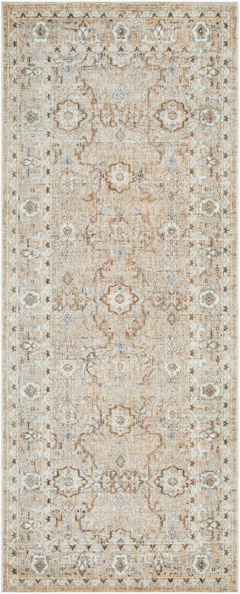 Livabliss Presidential Machine Woven Polyester Accent Rug with Fringe for Entryway or Bedside Tan, Beige 3'3" x 8' PDT2337-338
