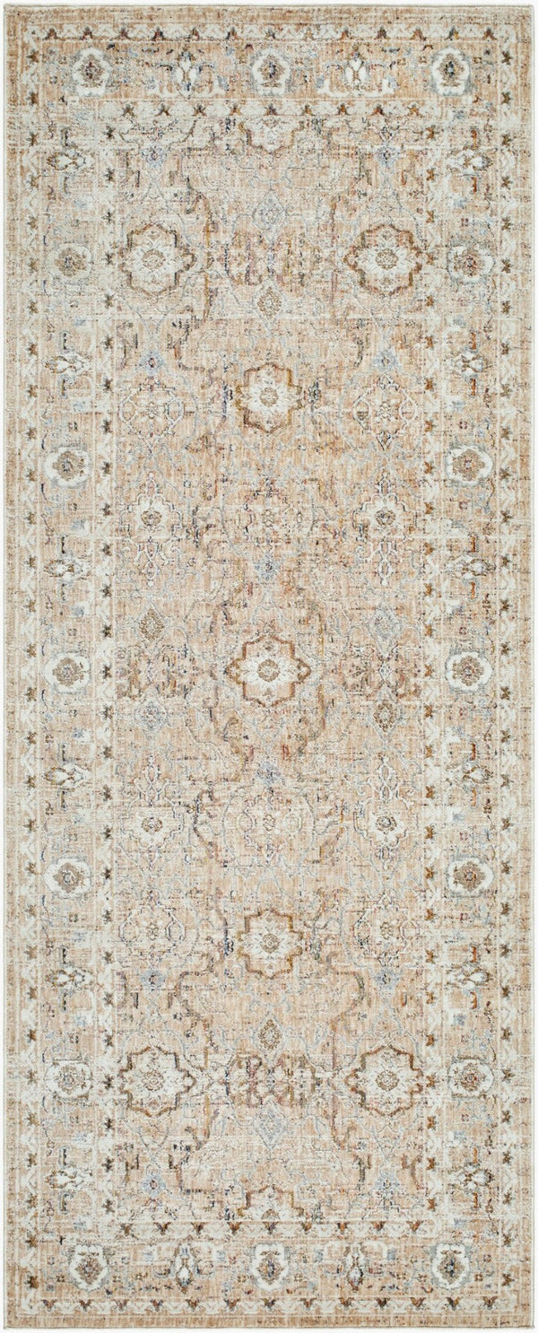 Livabliss Presidential Machine Woven Polyester Accent Rug with Fringe for Entryway or Bedside Tan, Beige 3'3" x 8' PDT2337-338