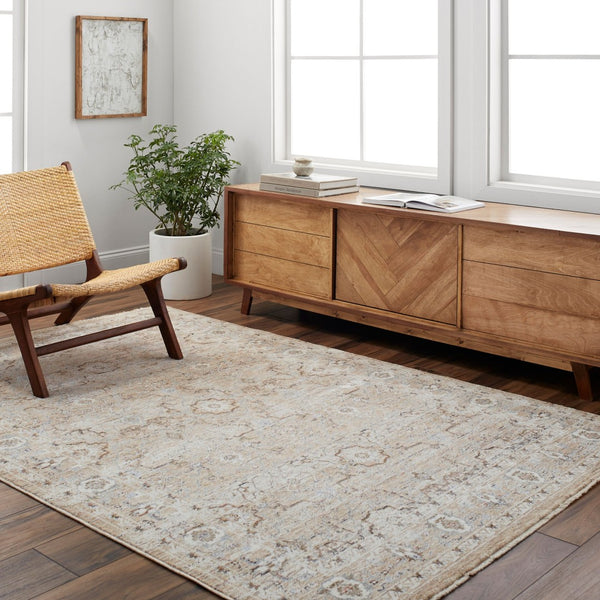 Livabliss Presidential Machine Woven Polyester Accent Rug with Fringe for Entryway or Bedside Tan, Beige 3'3" x 8' PDT2337-338