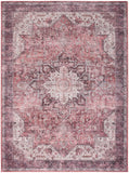 Nourison Washables NWB15 Machine Made Power-loomed Narrow Border Indoor Only Vintage  Rug Red, Red Front Base, 85% Polyester,9% Cotton,6% Other Fibers 99446994455