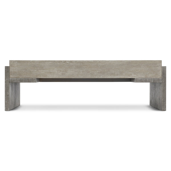 Bernhardt Bernhardt Foundations Cocktail Table With Two-Tone Cerused Acacia, Brushed Steel Accents, Soft-Close Drawers And Rustic Modern Flair Dark Shale; Light Shale 54"W x 32"D x 17.25"H 306021