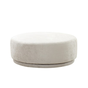 Pasargad Cielo Round Ottoman - Stylish Wood & Fabric Swivel Base in Elegant Beige for Modern Homes