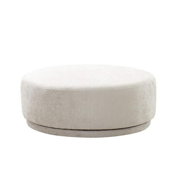 Pasargad Cielo Round Ottoman - Stylish Wood & Fabric Swivel Base in Elegant Beige for Modern Homes