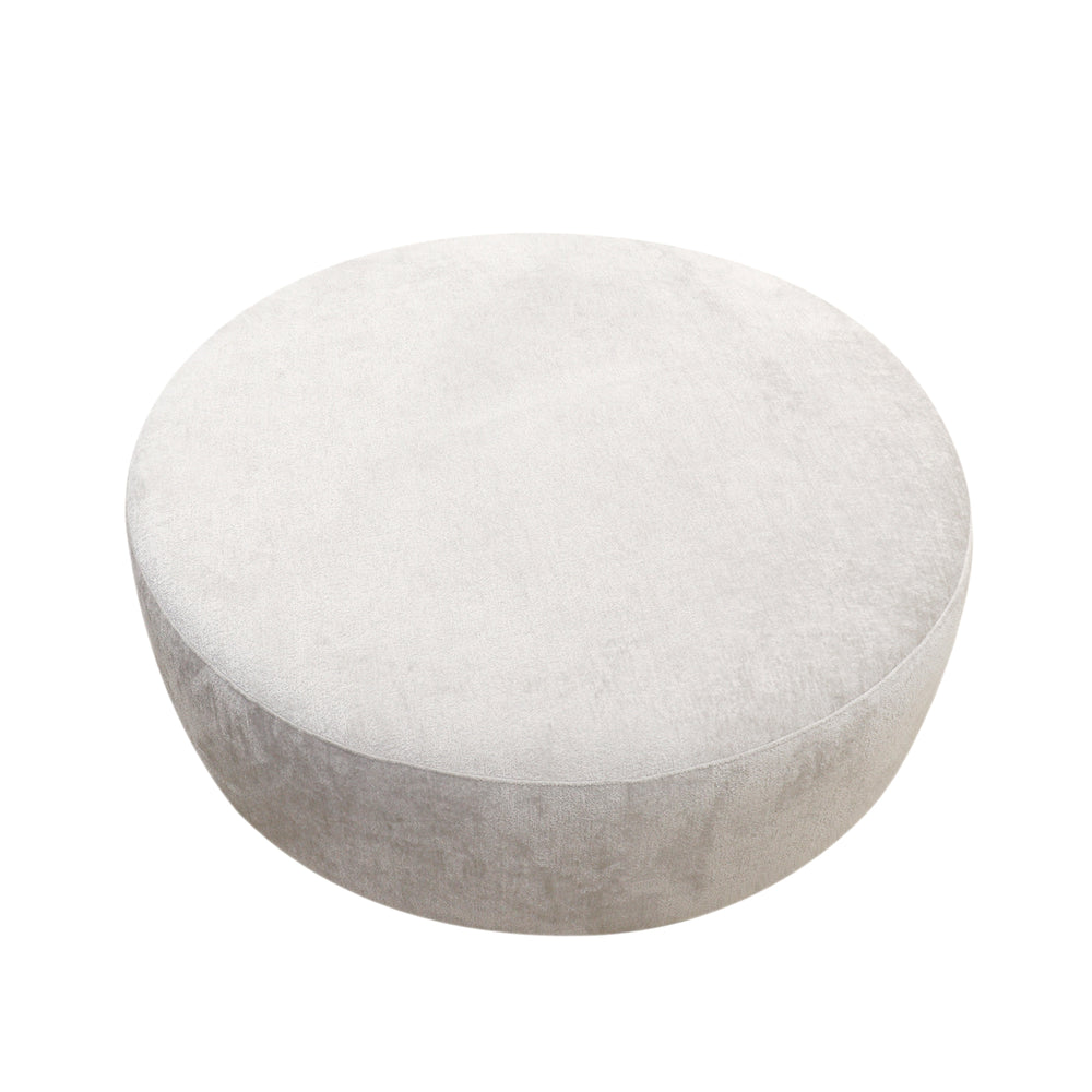 Pasargad Cielo Round Ottoman - Stylish Wood & Fabric Swivel Base in Elegant Beige for Modern Homes