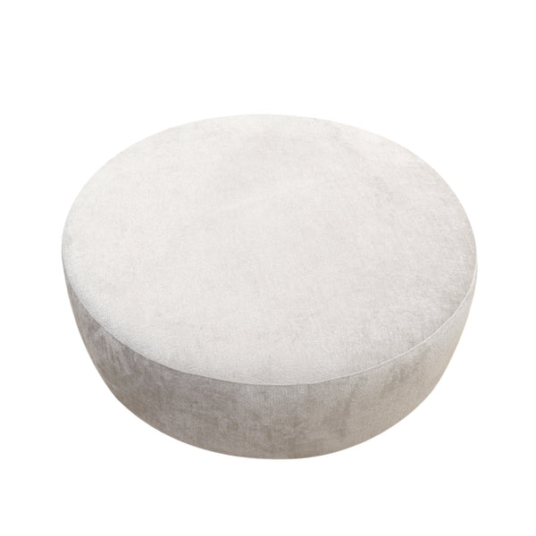 Pasargad Cielo Round Ottoman - Stylish Wood & Fabric Swivel Base in Elegant Beige for Modern Homes