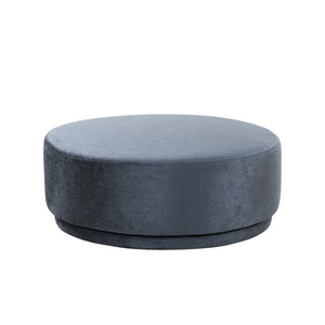 Pasargad Home Cielo Modern Round Ottoman - Stylish Blue Fabric Swivel Base for Chic Home Decor