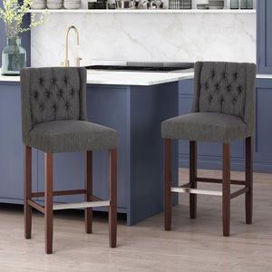 English Elm Christopher Knight Home® - Modern Metal Leg Bar Stool with High-Density Fabric Seat, 30" Counter Height, Commercial-Grade Comfort and Durability Charcoal 70678.00FCHAR