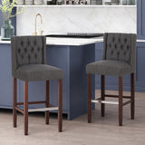 Christopher Knight Home® - Noble House - Bayliss Contemporary Wingback Fabric Barstools, Charcoal and Espresso - Set of 2