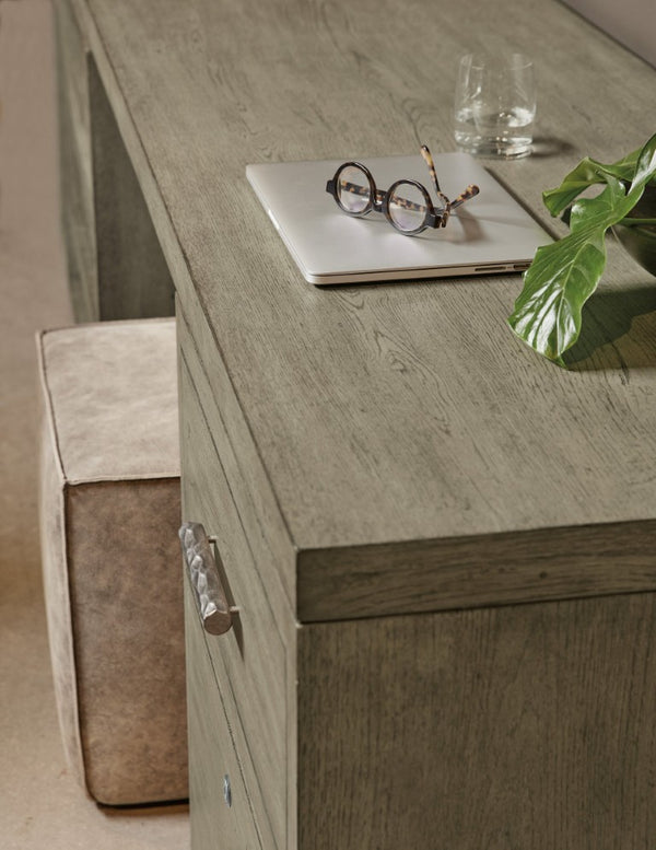 Hooker Furniture Linville 72" Executive Desk With Oak Veneers, Floating Design, Dual Locking File Drawers, Stylish Gray 6150-10904-85