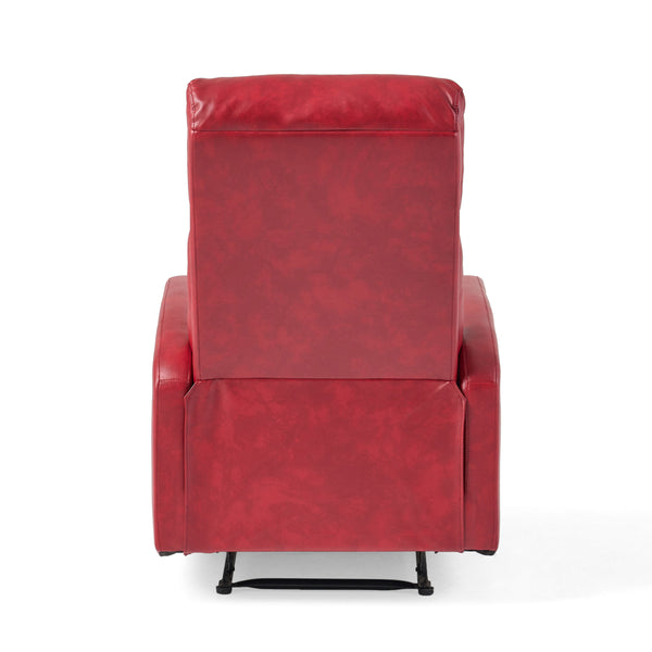 English Elm Christopher Knight Home® - RECLINER Plush PU Upholstered Push-Back Recliner with Contemporary Minimalist Design and Comfort Red 57575.00RED