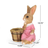 Christopher Knight Home® - Noble House - Kuhrs Outdoor Decorative Rabbit Planter, Brown and Pink