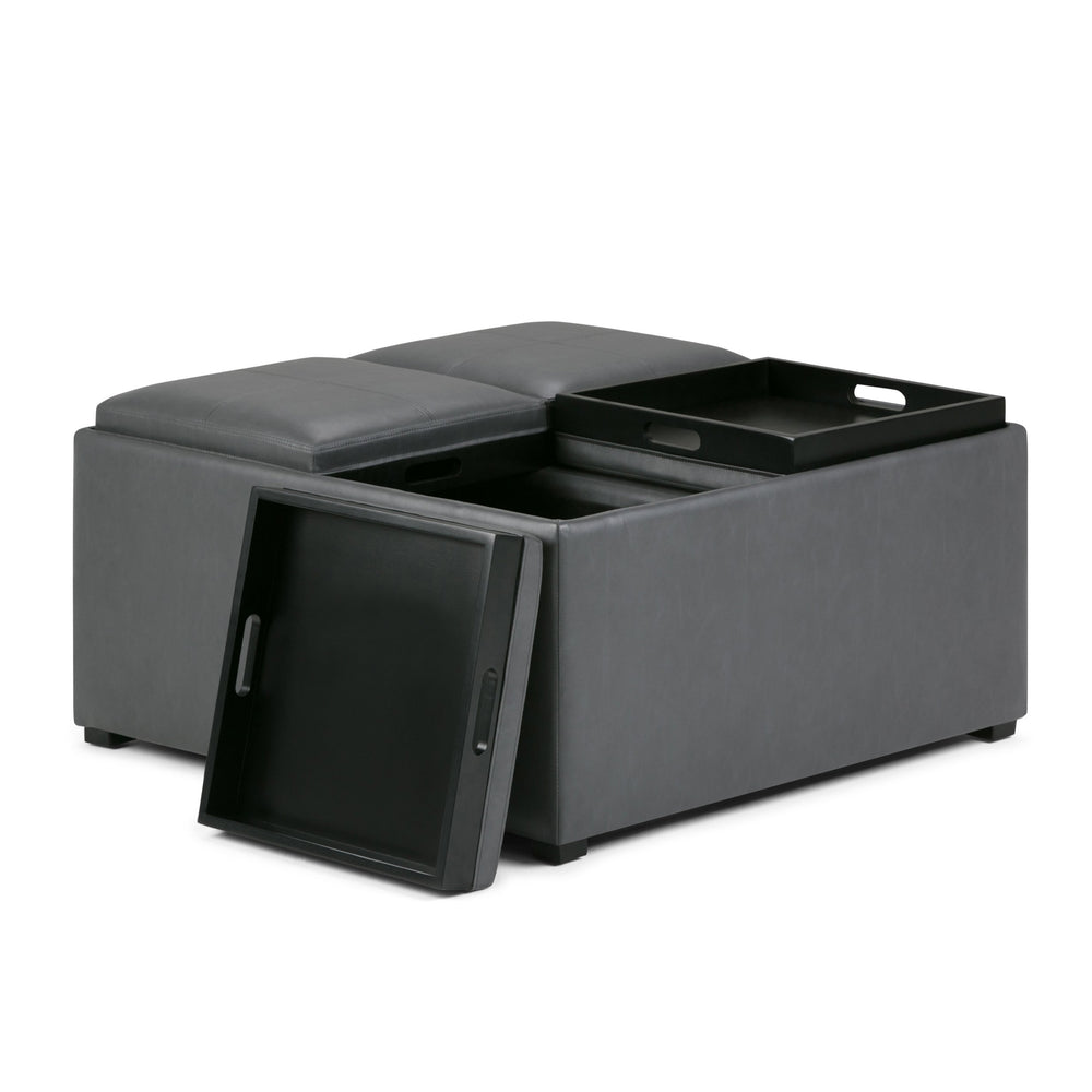 English Elm Avalon Square Coffee Table Storage Ottoman In Stone Grey - Versatile, Stylish & Functional Design B136P159753