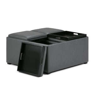 English Elm Avalon Square Coffee Table Storage Ottoman In Stone Grey - Versatile, Stylish & Functional Design B136P159753