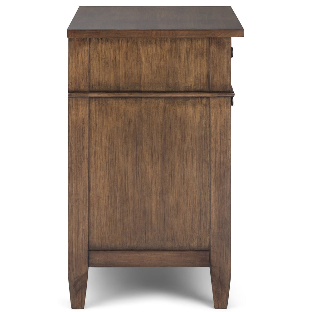 English Elm Carlton Rustic Natural Aged Brown Bedside Table - Handcrafted Storage Nightstand For Versatile Style B136P158141