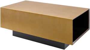 Peaceful PEC-001 15"H x 37"W x 20"D Coffee Table PEC-001  Top: Gold, Dark Brown; Base: Dark Brown Surya