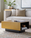 Peaceful PEC-001 15"H x 37"W x 20"D Coffee Table PEC-001  Top: Gold, Dark Brown; Base: Dark Brown Surya