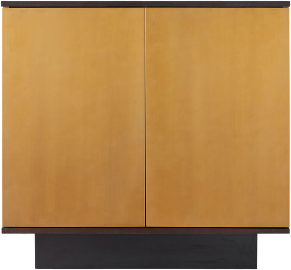 Peaceful PEC-003 34"H x 36"W x 14"D Cabinet PEC-003  Top: Gold, Dark Brown; Base: Dark Brown Surya