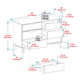 6-Drawer Groove Handle Solid Wood Dresser Natural Pine BR6DSLDRNP-T Walker Edison