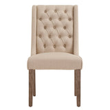 Homelegance By Top-Line Griffin Tufted Linen Upholstered Side Chairs (Set of 2) Beige Rubberwood