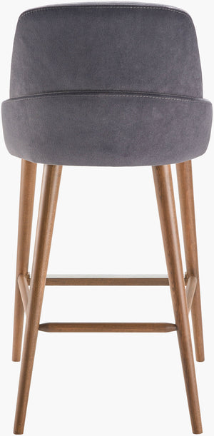 Surya Peregrine Modern Bar Stool - 46"H Faux Suede Upholstery, Beech Wood Base, Handcrafted Comfort Upholstery, Black,Base, Charcoal Polyester,Beechwood,Polyurethane Foam Peg-002