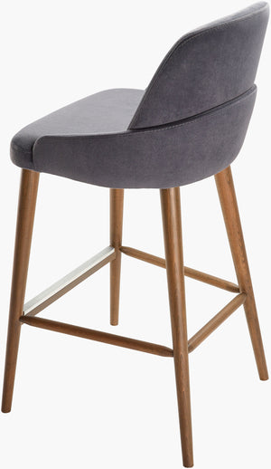 Surya Peregrine Modern Bar Stool - 46"H Faux Suede Upholstery, Beech Wood Base, Handcrafted Comfort Upholstery, Black,Base, Charcoal Polyester,Beechwood,Polyurethane Foam Peg-002
