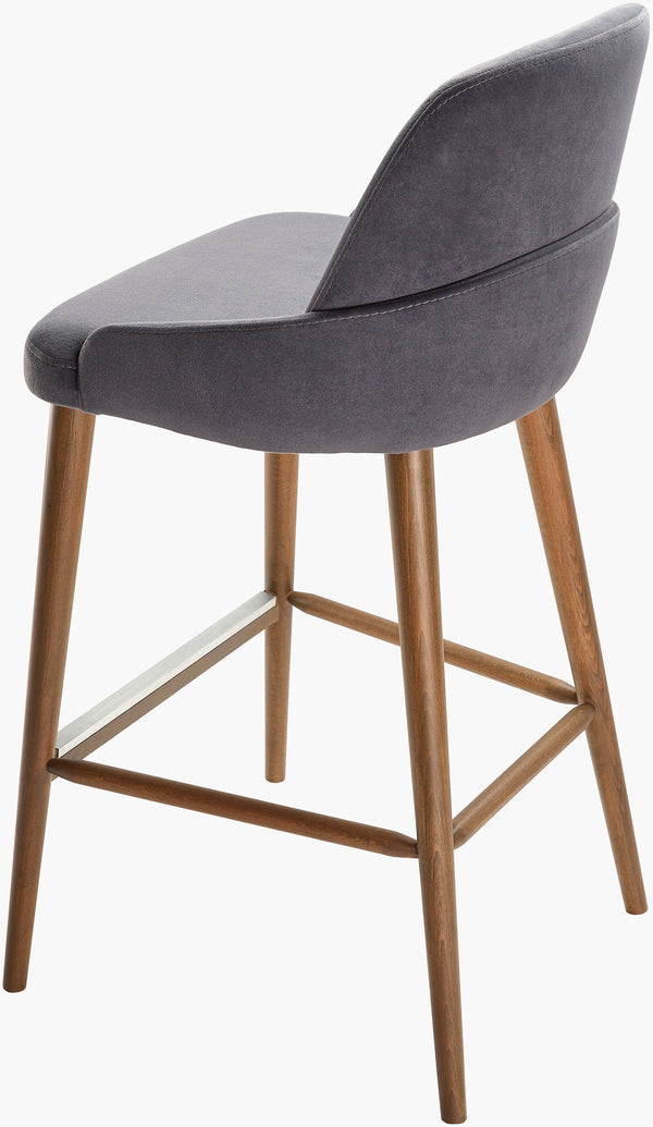 Surya Peregrine Modern Bar Stool - 46"H Faux Suede Upholstery, Beech Wood Base, Handcrafted Comfort Upholstery, Black,Base, Charcoal Polyester,Beechwood,Polyurethane Foam Peg-002