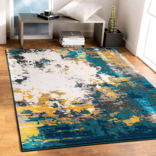 Livabliss Pepin Mid-century Modern Polypropylene Area Rug Bold Vibrant Accent for Entryways Deep Teal, Dark 6'7" x 9' PEI1012-679