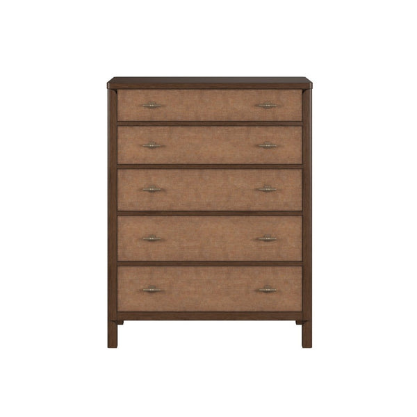 A.R.T. Furniture Verge 5-Drawer Chest - Modern Walnut Finish with Woven Panel Fronts for Stylish Storage Solutions 337150-1960