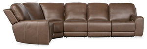 Hooker Furniture Torres Semi-Aniline Leather 5-Piece Sectional With Power Recline, Headrests & Usb Charging功能 118.00 L x 118.00W x 40.50H SS640-5PC2-088