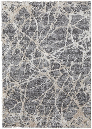 Feizy Rugs Mynka Abstract Area Rug – Stylish, Pet-friendly, Easy-care Polyester For High Traffic Spaces Gray,Ivory Polyester Myn39idfgrybgee10