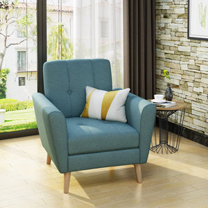 English Elm Christopher Knight Home® - Mid Mid Century Fabric Club Chair with Channel Stitching, Tufted Cushion, Plush Polyester Comfort Blue 33 L x 29.75 W x 18 H 62223.00BLU