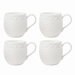 Lenox Wicker Creek Mugs, Set of 4 White, WHITE BONE CHINA 895310