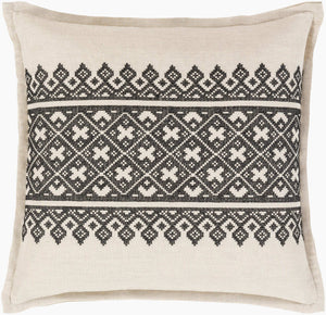 Surya Pentas Handmade 18"L X 18"W Accent Pillow - Cozy Cotton & Linen Blend For Timeless Home Style Ivory Linen,Cotton,Linen,Cotton Pen002-2020p