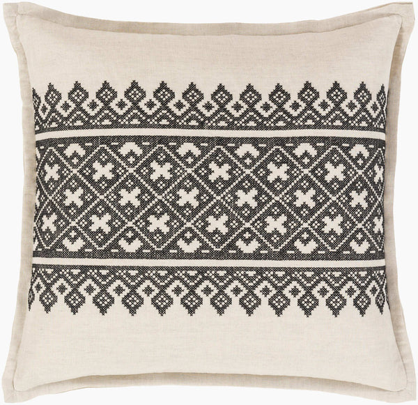 Surya Pentas Handmade 18"L X 18"W Accent Pillow - Cozy Cotton & Linen Blend For Timeless Home Style Ivory Linen,Cotton,Linen,Cotton Pen002-2020p