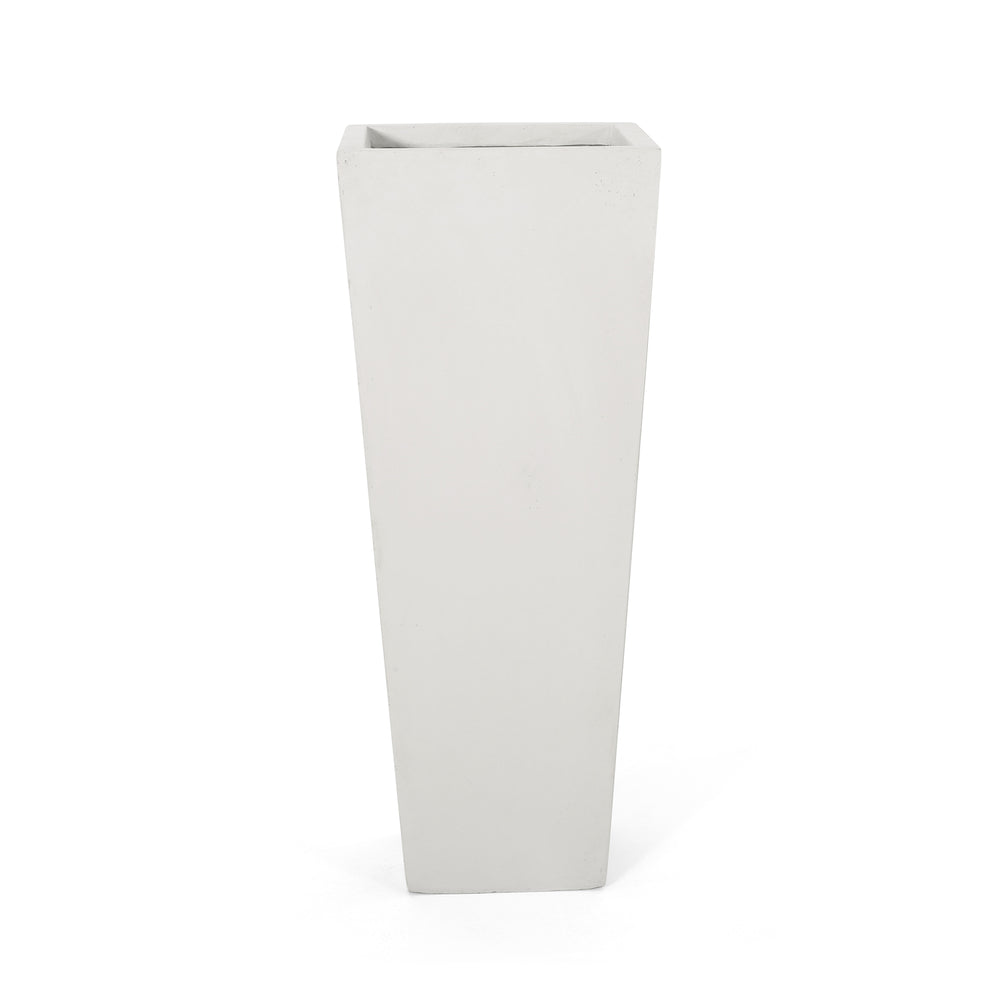 English Elm Ella Handcrafted Cast Stone Outdoor Planter Tapered Architectural Design for Patio 69576.00WHI