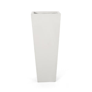 English Elm Ella Handcrafted Cast Stone Outdoor Planter Tapered Architectural Design for Patio 69576.00WHI