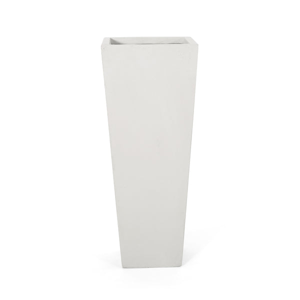 English Elm Ella Handcrafted Cast Stone Outdoor Planter Tapered Architectural Design for Patio 69576.00WHI