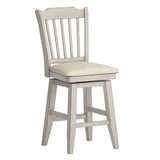 Homelegance By Top-Line Juliette Slat Back Counter Height Wood Swivel Chair White Rubberwood