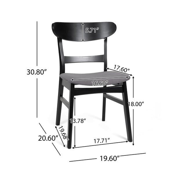 English Elm Christopher Knight Home® - Dining Chair - Mid-Century Modern Dark Grey Upholstered Seat With Stylish Wood Frame & Legs 58915.00DGYBLK