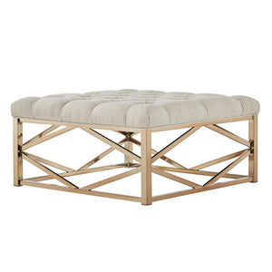 Homelegance By Top-Line Siobhan Champagne Gold Geometric Base Ottoman Champagne Gold Metal