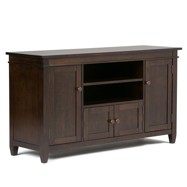 English Elm Carlton Solid Wood TV Media Stand in Dark Tobacco Brown – Handcrafted, 60" TV Capacity, Ample Storage B136P158138
