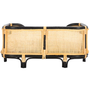Safavieh Timo Rattan Pet Bed with Cushion Beige / Natural / Black PET1800A