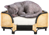 Safavieh Timo Rattan Pet Bed with Cushion Beige / Natural / Black PET1800A