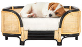 Safavieh Timo Rattan Pet Bed with Cushion Beige / Natural / Black PET1800A