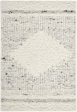 Surya Peru 2' X 3' Handwoven Wool Rug - Bohemian Global Style, Durable No-pile Construction, Easy Care Ivory Wool Peu2301-69