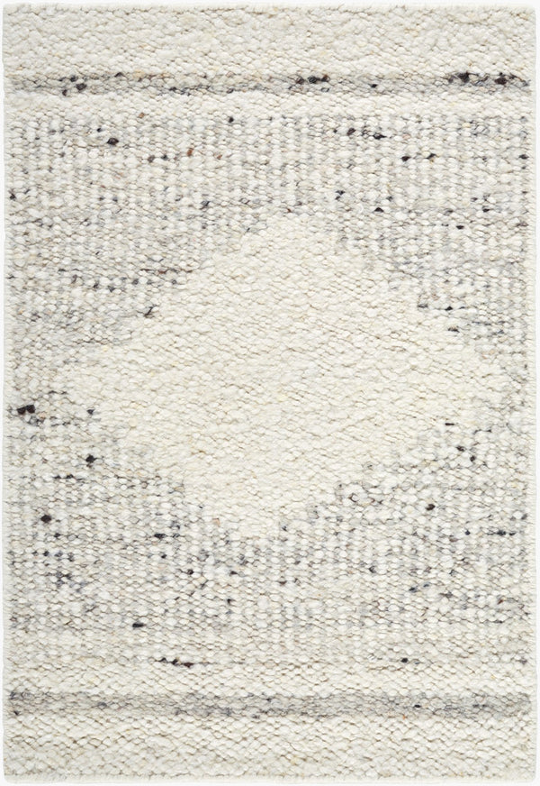 Surya Peru 2' X 3' Handwoven Wool Rug - Bohemian Global Style, Durable No-pile Construction, Easy Care Ivory Wool Peu2301-69