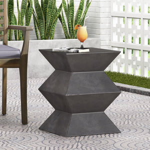 English Elm Outdoor Sculptural Concrete Pedestal Side Table for Patio Balcony and Sunroom Decor 73457.00