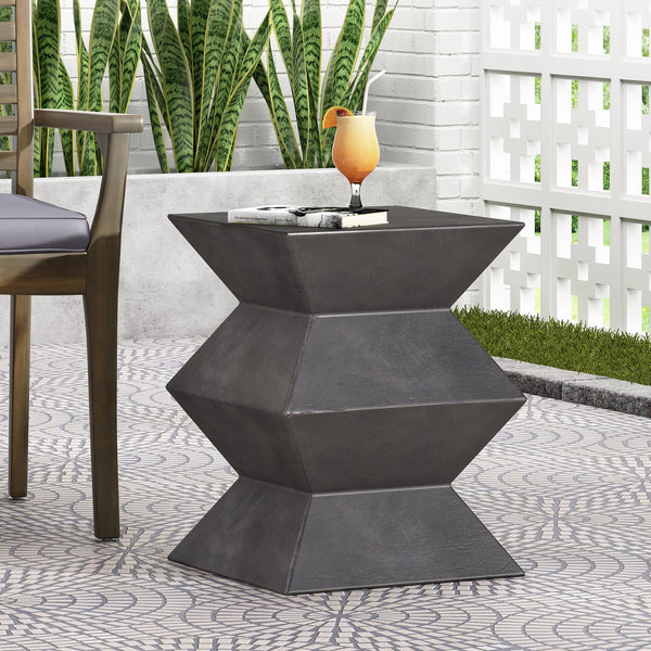 English Elm Outdoor Sculptural Concrete Pedestal Side Table for Patio Balcony and Sunroom Decor 73457.00
